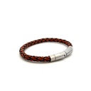 Tan Leather Mens Bracelet With Stainless Steel Clasp