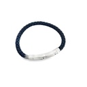 Men's Braided Navy Leather Bracelet With Steel Clasp