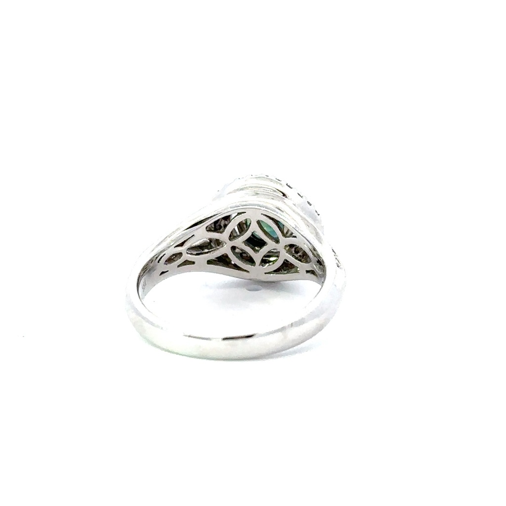 18ct White Gold Green Sapphire & Diamond Ring