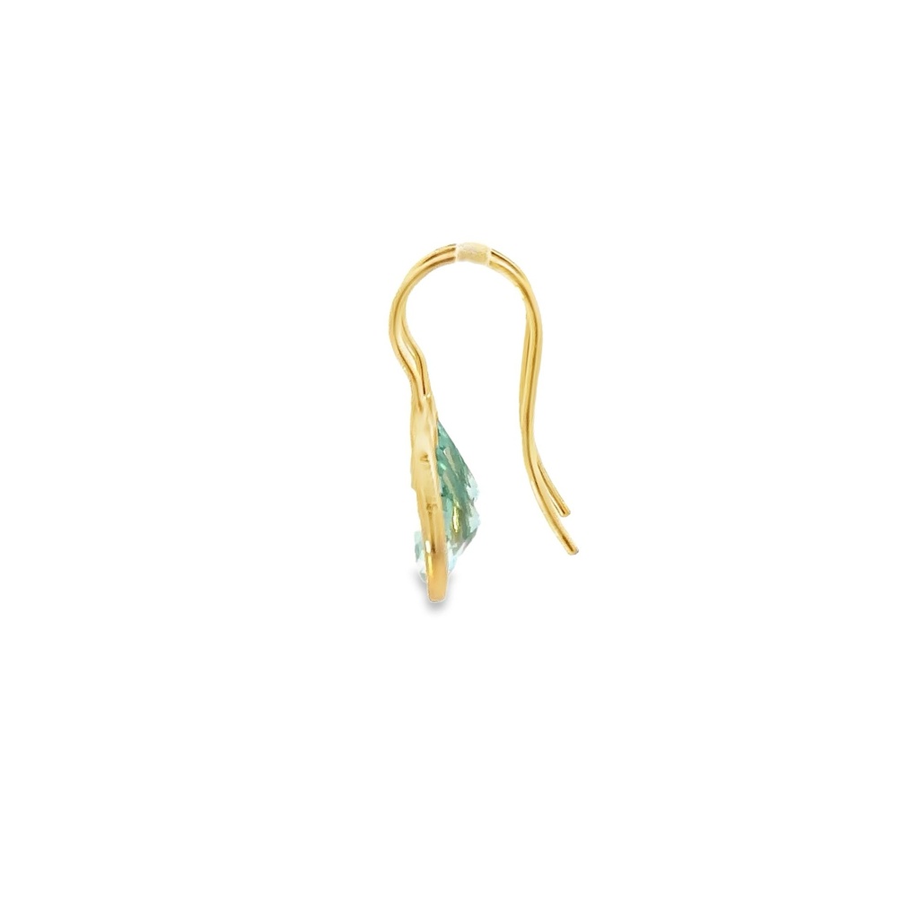 Gold Plated Aqua Green Teardrop Earrings