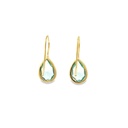 Gold Plated Aqua Green Teardrop Earrings
