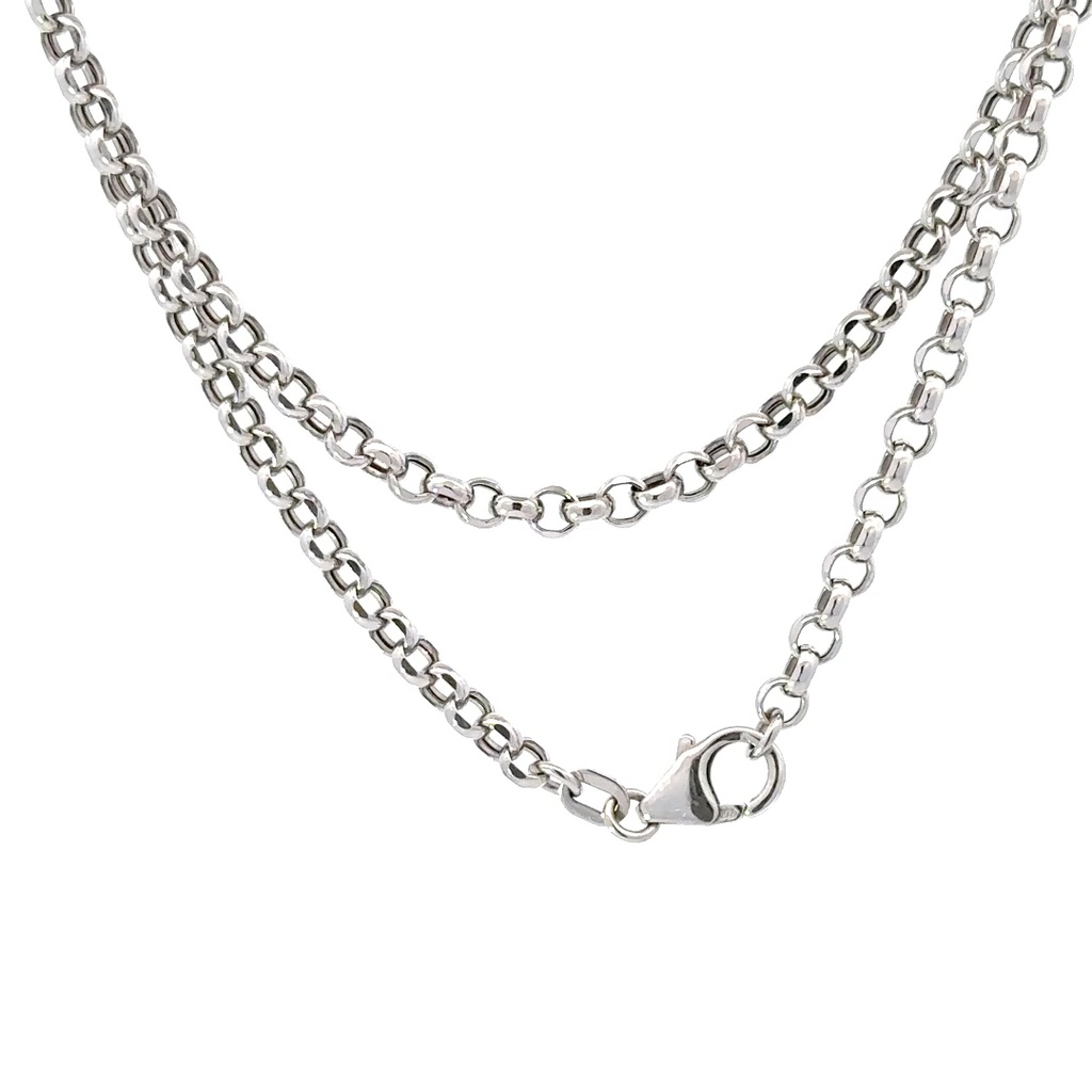 18ct White Gold 40cm Diamond Cut Belcher Chain