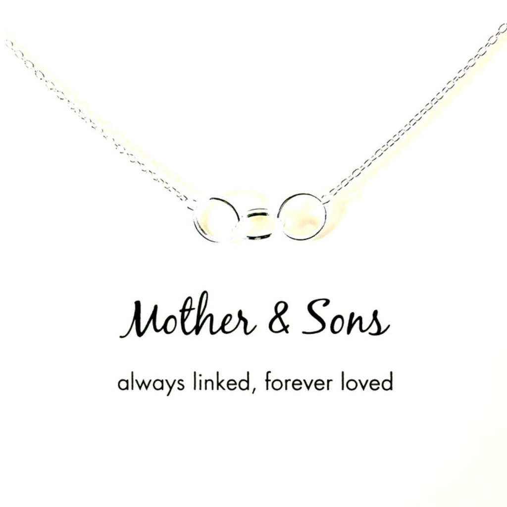 Petals Silver Necklace With Linked Circles "Mother & Sons"