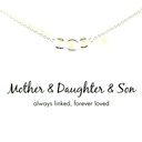Petals Silver Necklace "Mother & Daughter & Son" With Linked Circles