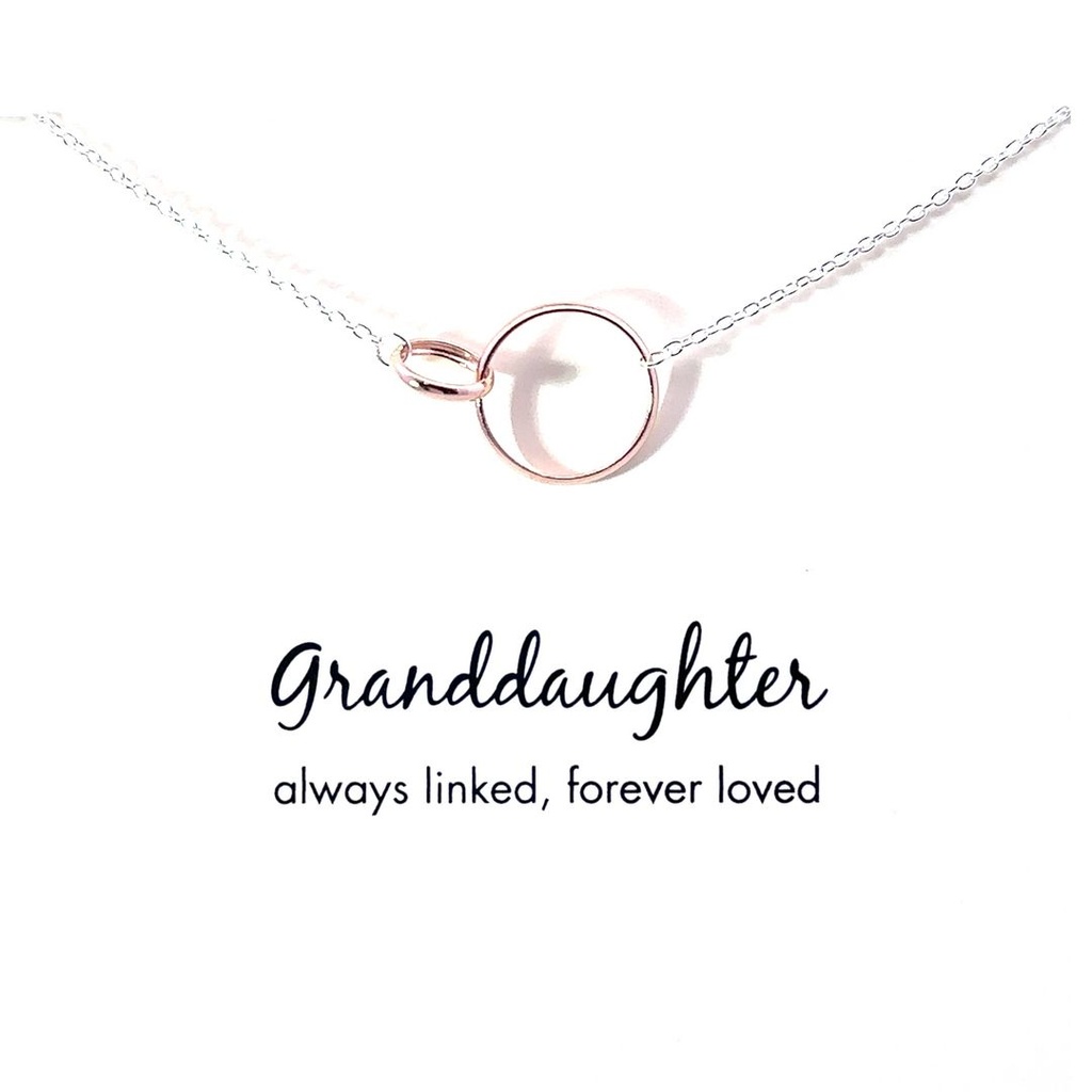 Petals Silver Necklace "Granddaughter"  With Linked Circles