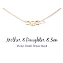 Petals Silver Necklace "Mother & Daughter & Son" With Linked Circles