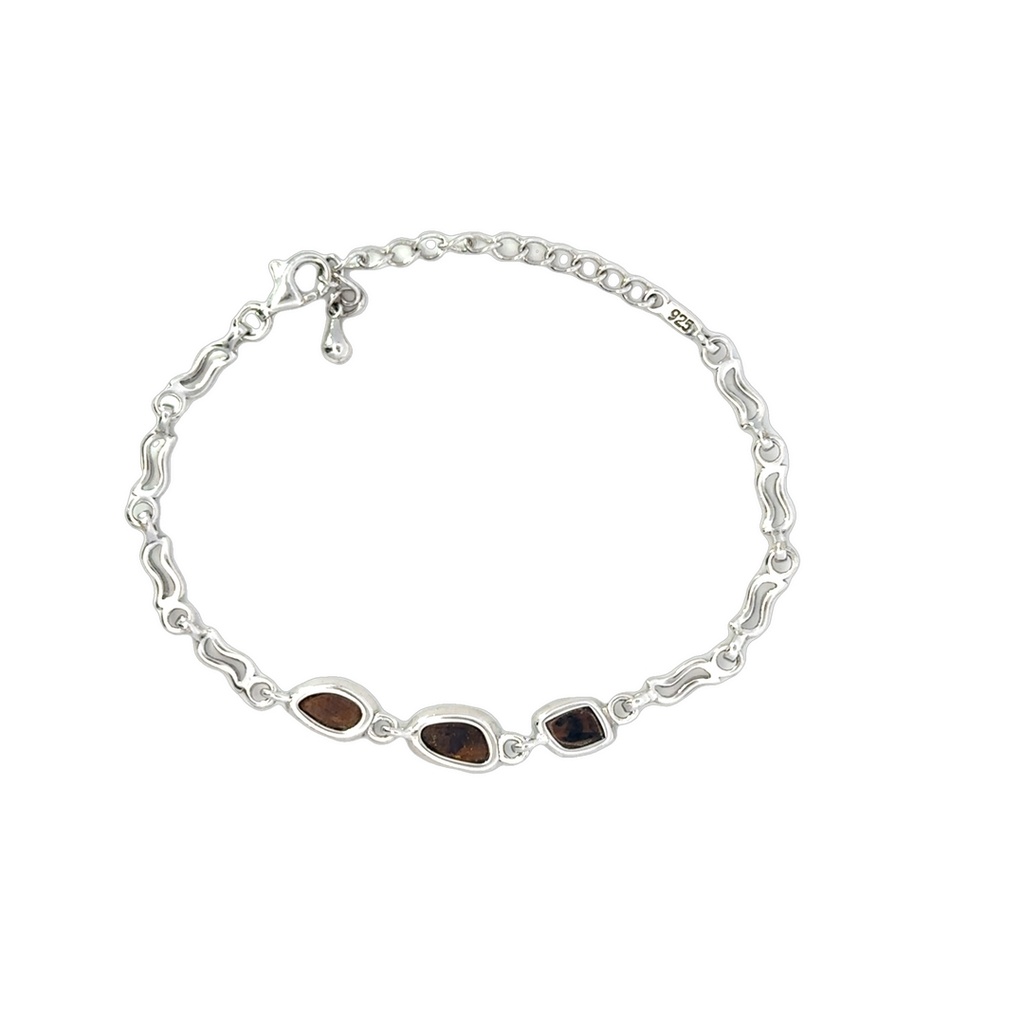 Vibrant doublet opals set in a sterling silver bracelet
