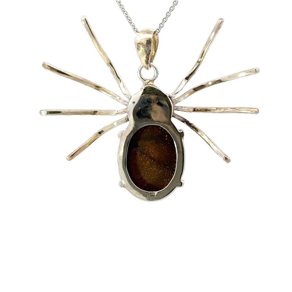 Australian Boulder Opal Spider Pendant in Silver