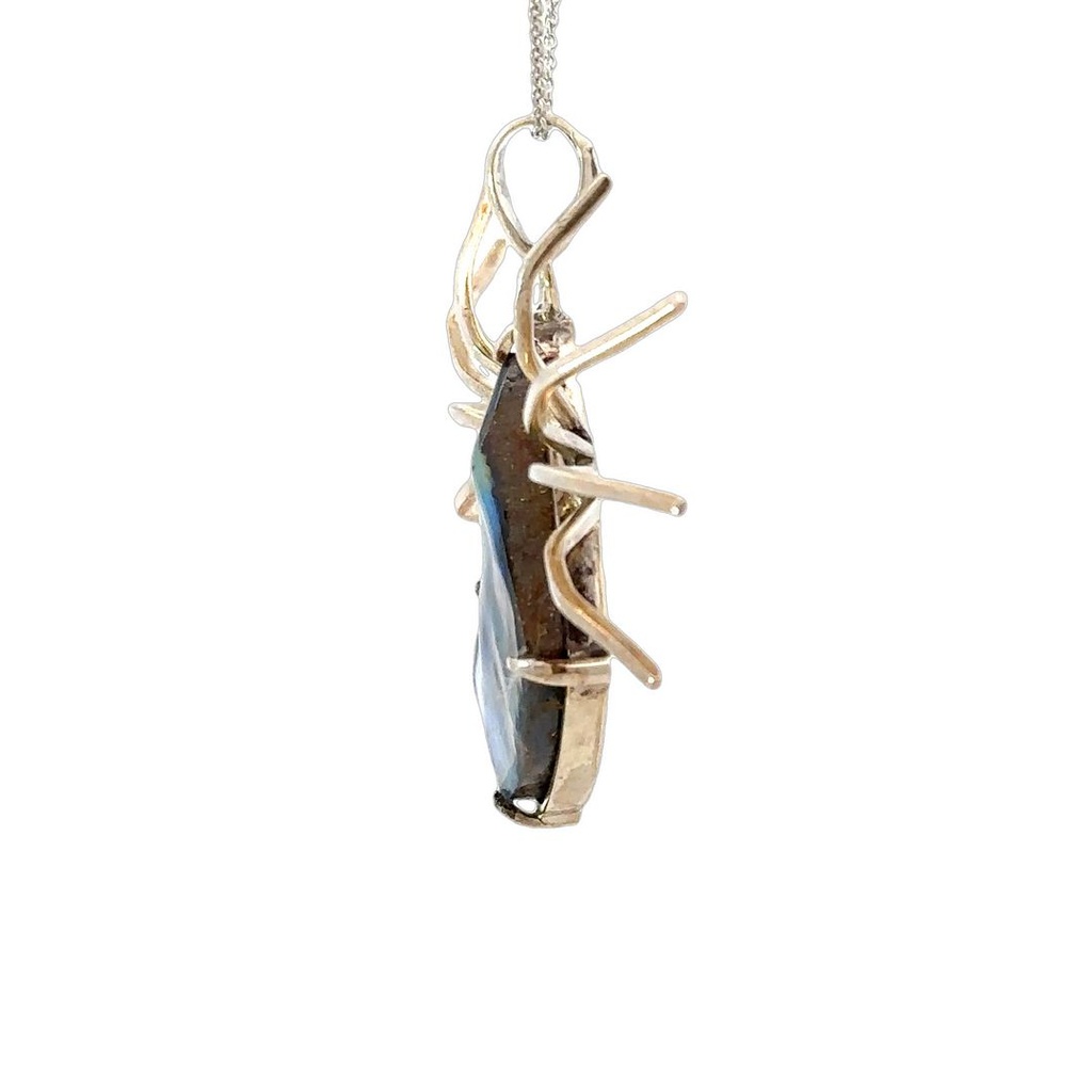 Sterling Silver Boulder Opal Spider Pendant