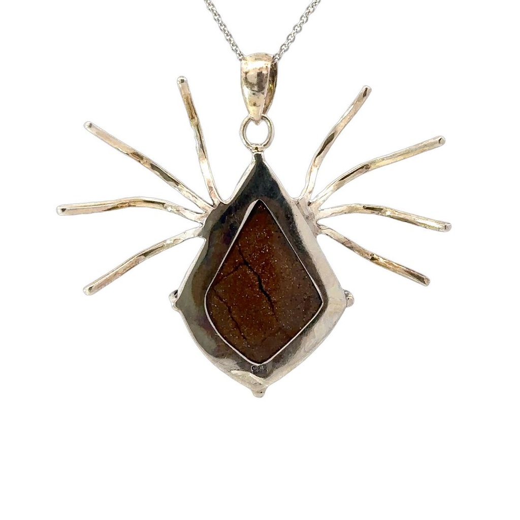 Sterling Silver Boulder Opal Spider Pendant