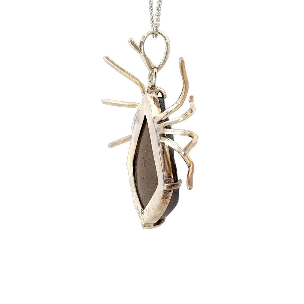 Sterling Silver Boulder Opal Spider Pendant