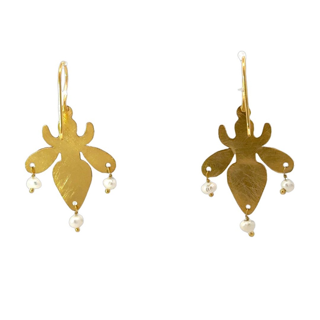 Earrings | Dazzling Gold Plated Brass with Pearls