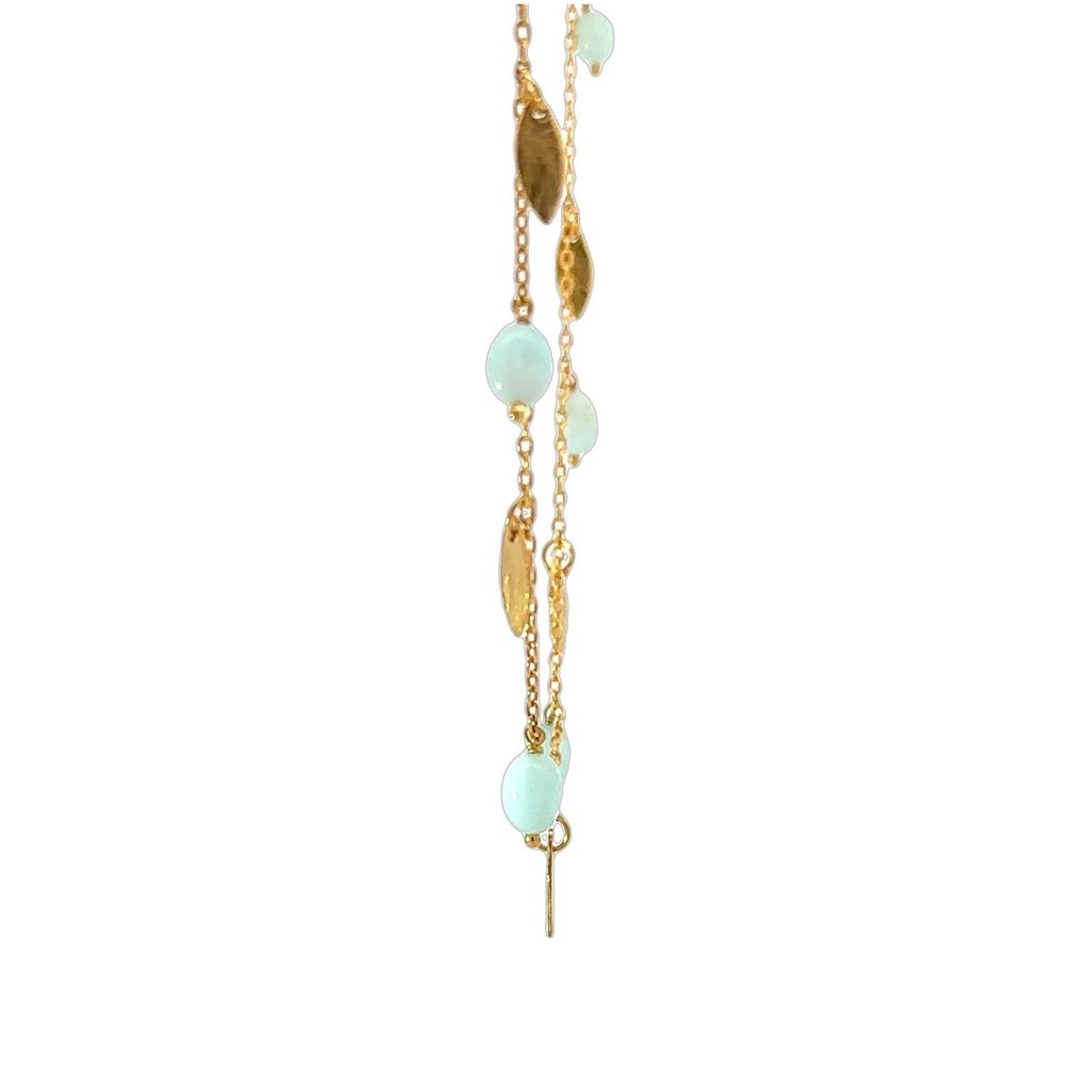 Necklace |Chalcedony & leaf Gold Plated chain