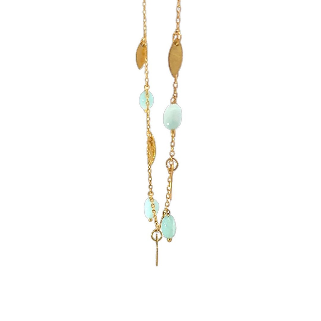 Necklace |Chalcedony & leaf Gold Plated chain