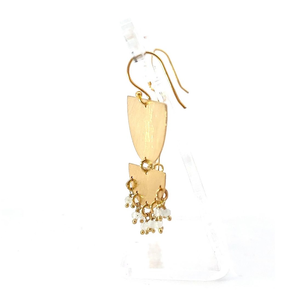 Dangling Earrings | Gold Plated Brass Tiered Moons