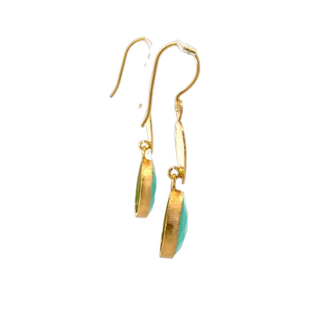 Dangling Earrings | Gold Plated Brass Dual Stone