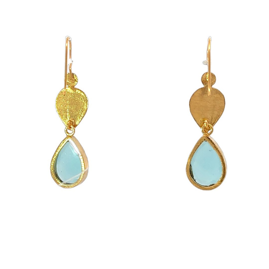 Dangling Earrings | Gold Plated Brass Dual Stone