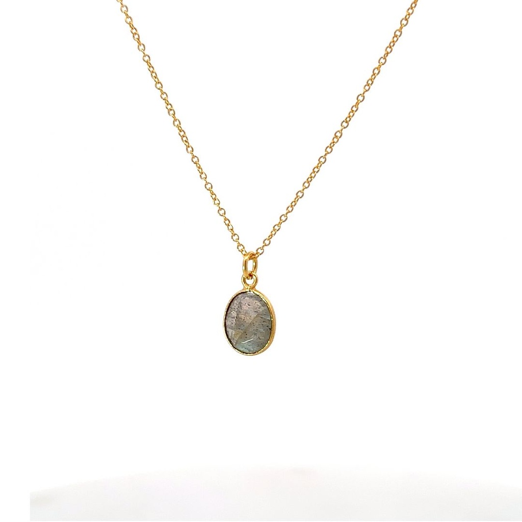 Necklace With Tourmaline Gems | Gold Plated Brass
