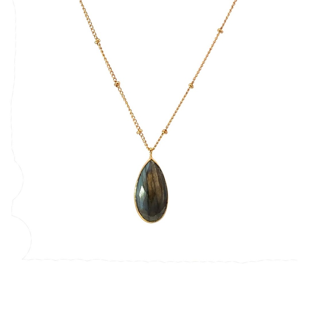 Necklace With Moonstone Pendant | Gold Plated Brass