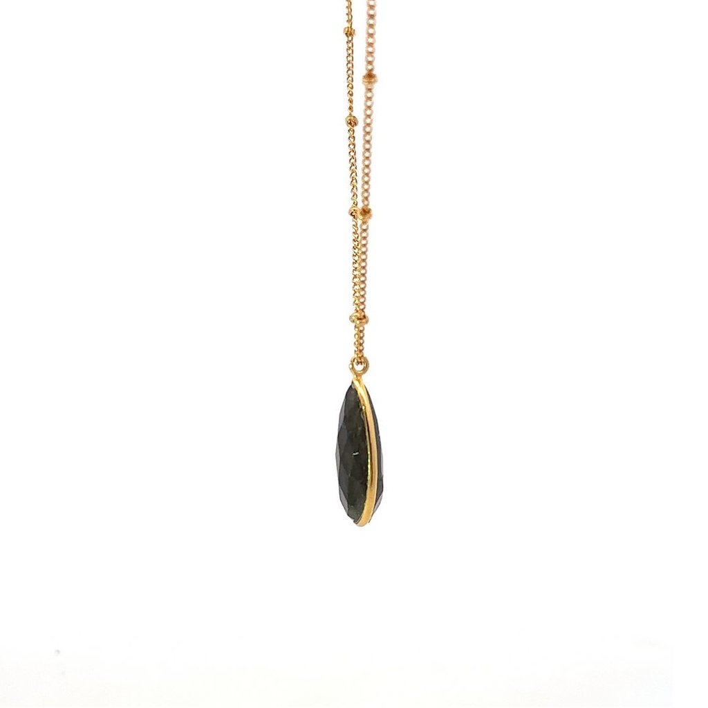 Necklace With Moonstone Pendant | Gold Plated Brass