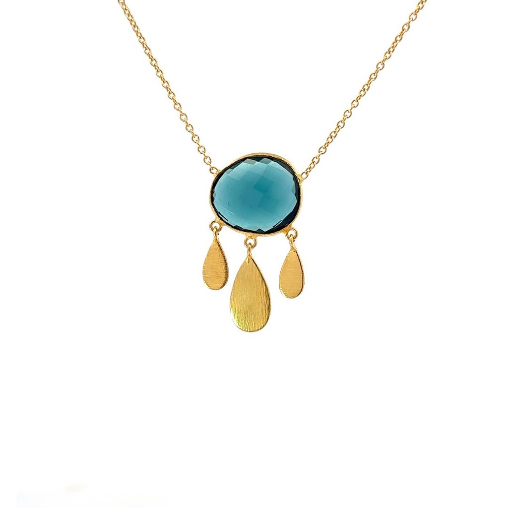 Necklace With Moonstone Pendant | Gold Plated Brass