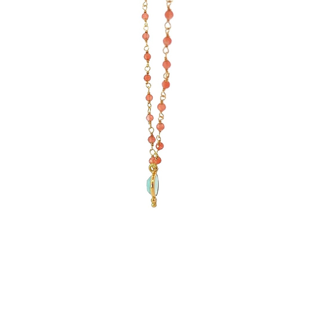 Necklace with Green Pendant | Mixed Stones
