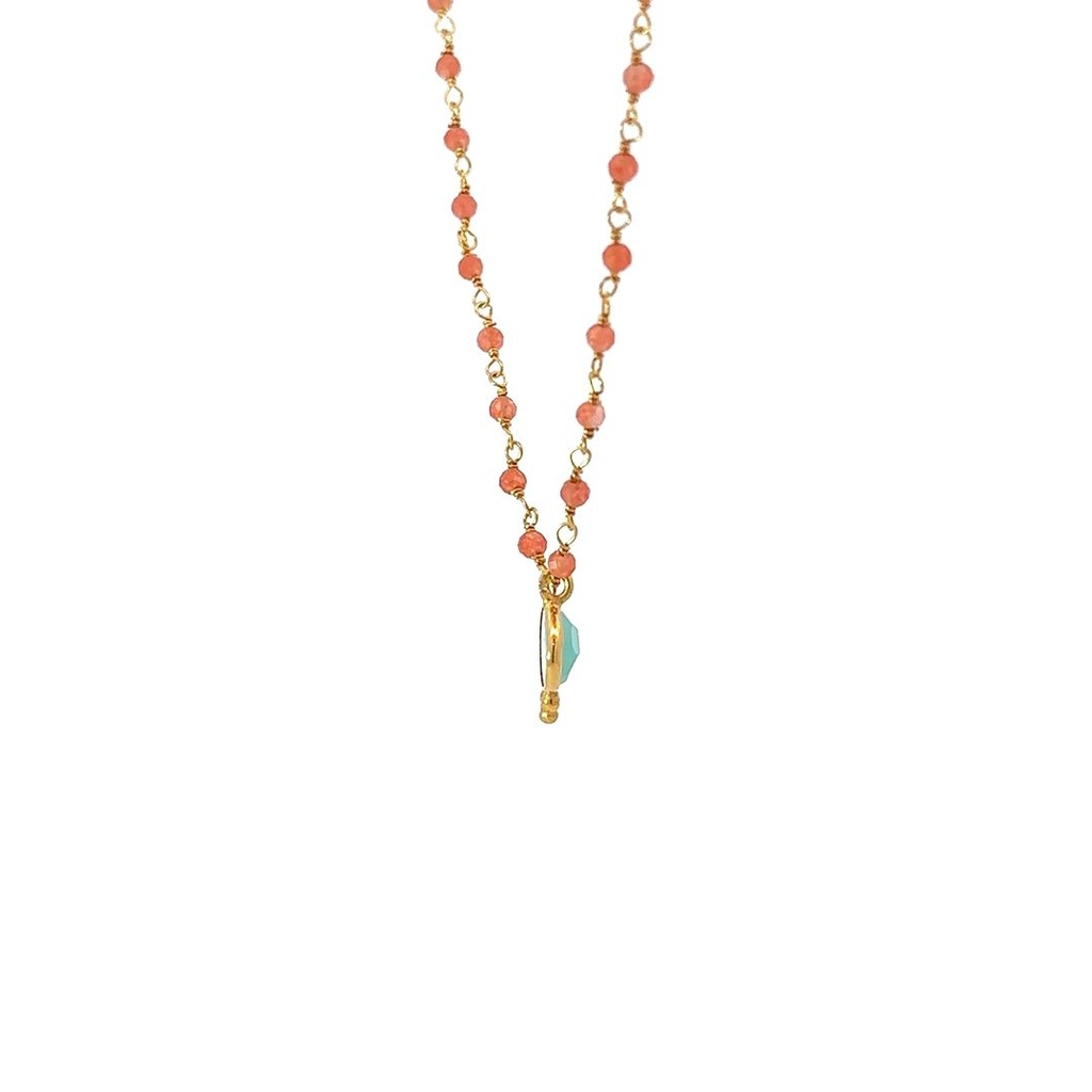 Necklace with Green Pendant | Mixed Stones