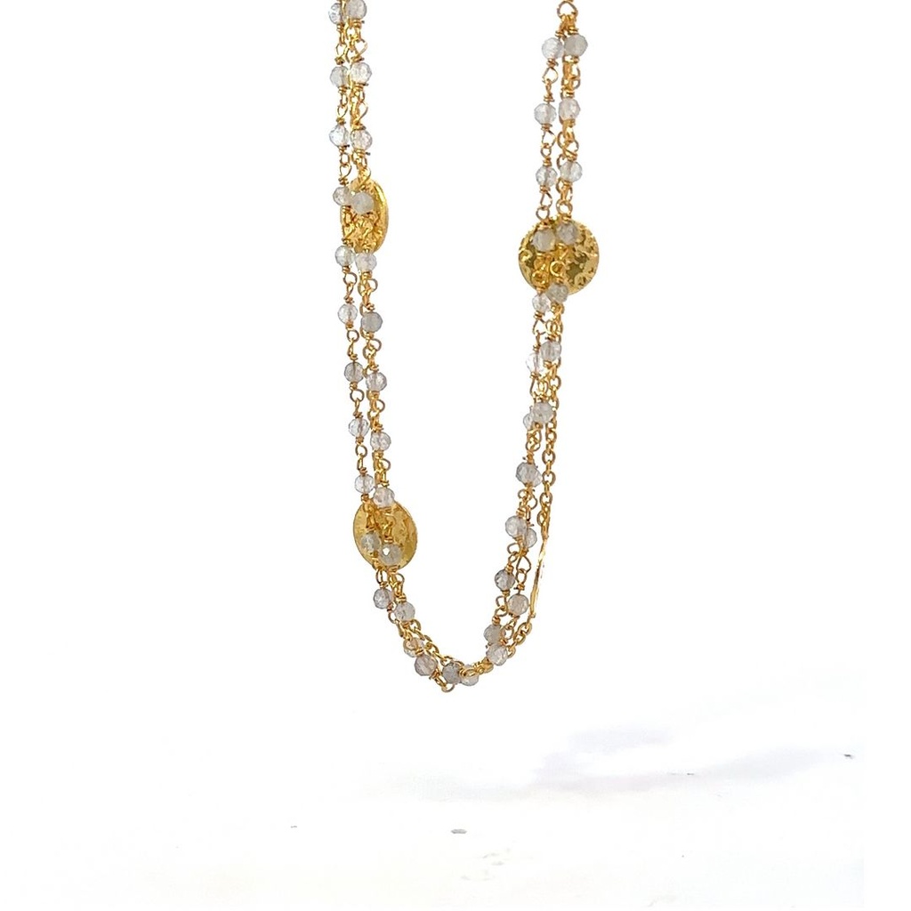 Necklace with Circle Elephant Pendant | Gold Plated Brass