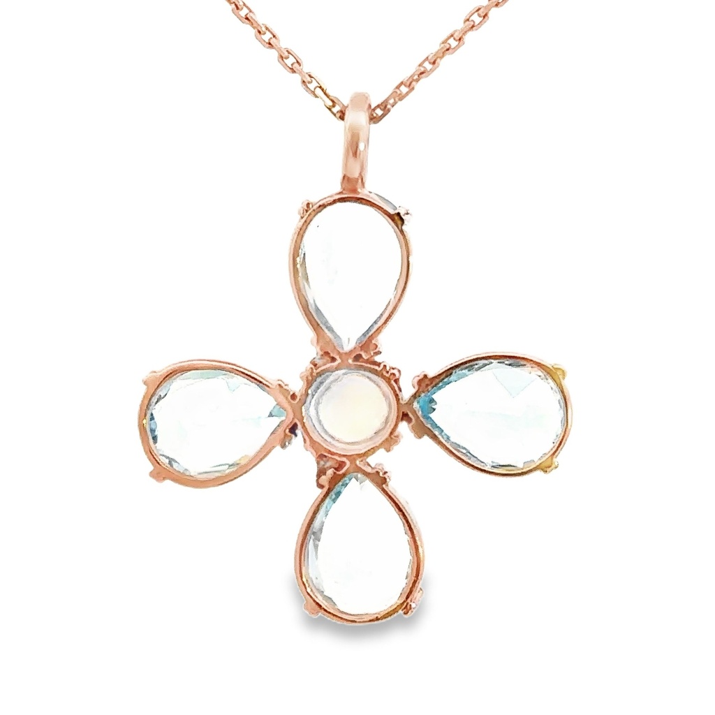 Pendant Blue Topaz & Moonstone Rose Gold