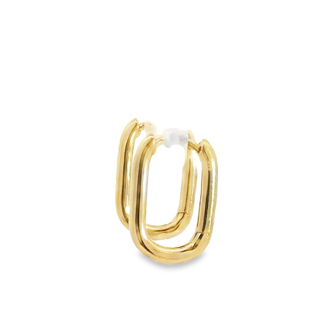 Huggie Hoop Earrings | 12mm x 1.9mm Oblong 9K Yellow Gold