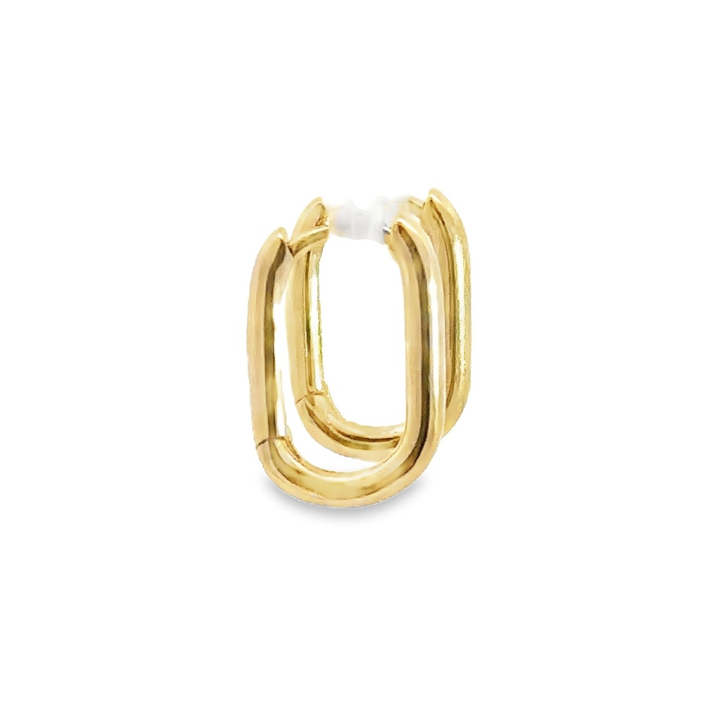Huggie Hoop Earrings | 12mm x 1.9mm Oblong 9K Yellow Gold