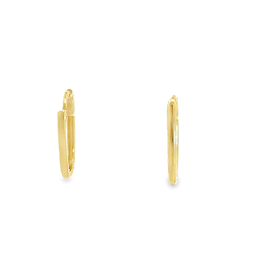 Huggie Hoop Earrings |  Oval 9K Yellow Gold 12mm