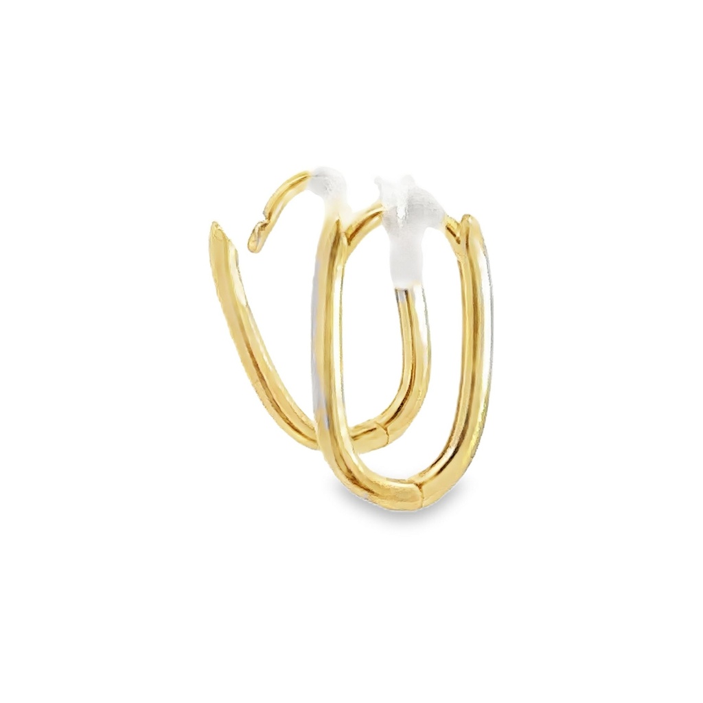 Huggie Hoop Earrings |  Oval 9K Yellow Gold 12mm