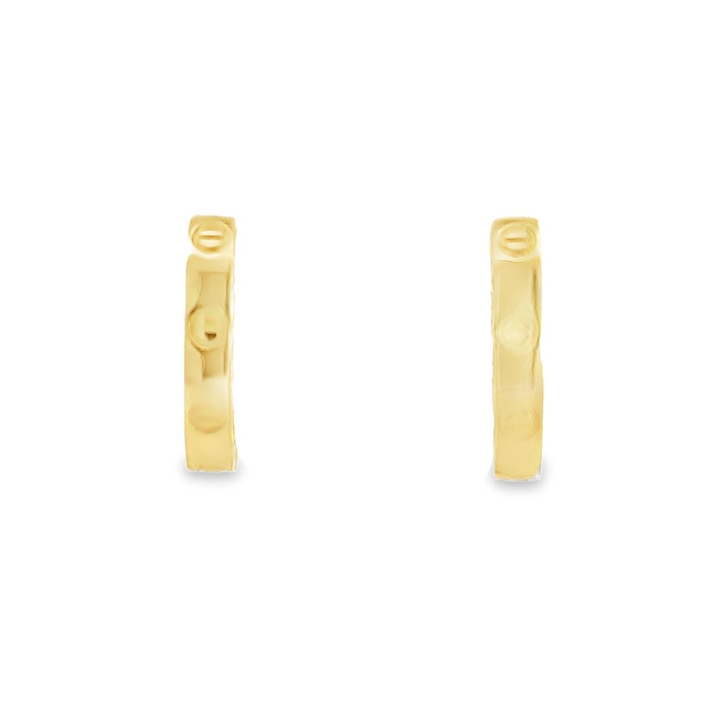 Huggie Hoop Earrings | Oval Screw Detail 9K 11x2.8mm