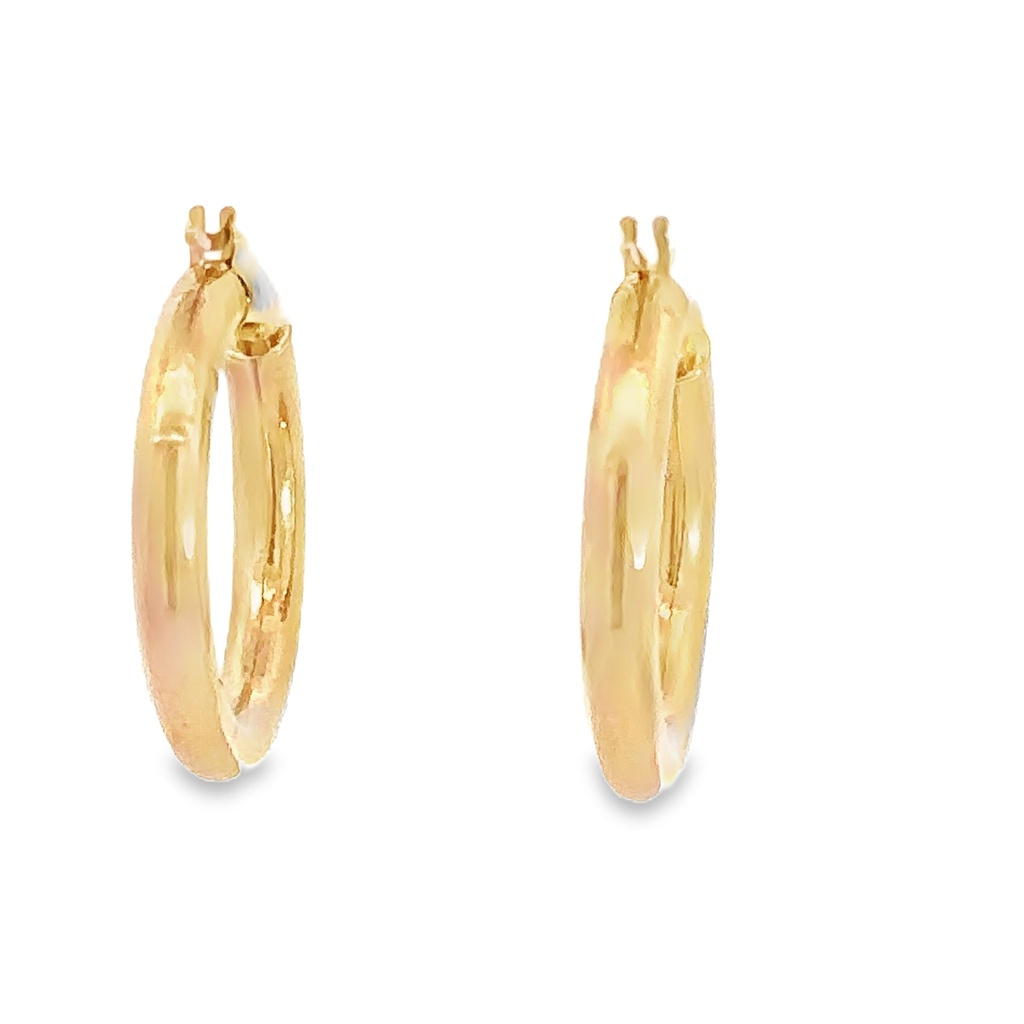 Hoop Earrings | 15mm x 3mm Round 9K Yellow Gold