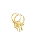 Huggie Hoop Earrings | With Disc Tassel 9K Yellow Gold