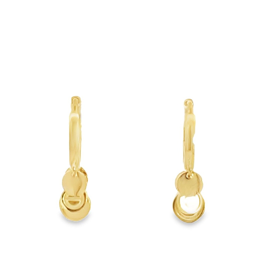 Huggie Hoop Earrings | With Disc Tassel 9K Yellow Gold