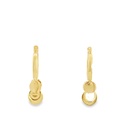 Huggie Hoop Earrings | With Disc Tassel 9K Yellow Gold