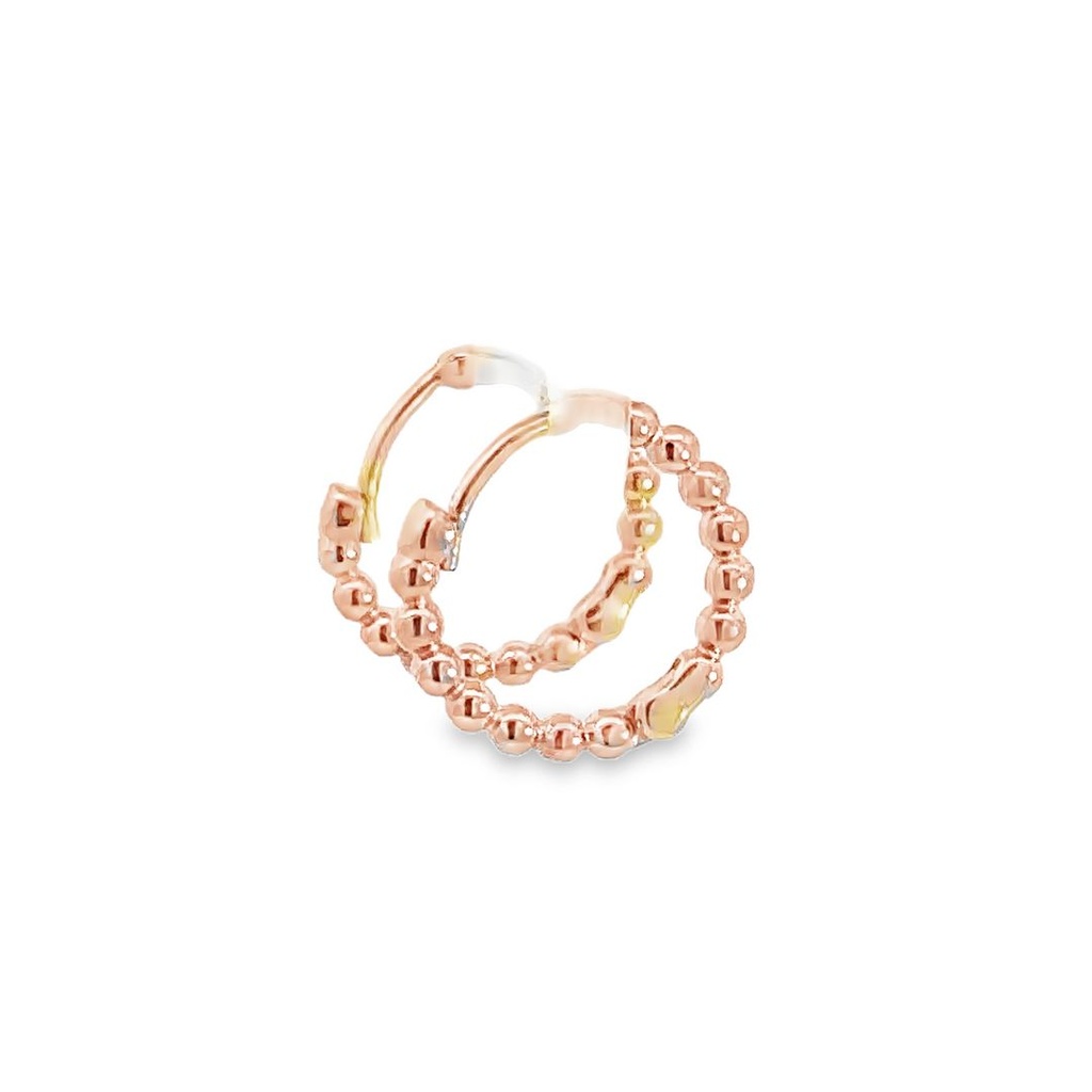 Huggie Hoop Earrings | Ball 10x2mm 9K Rose Gold