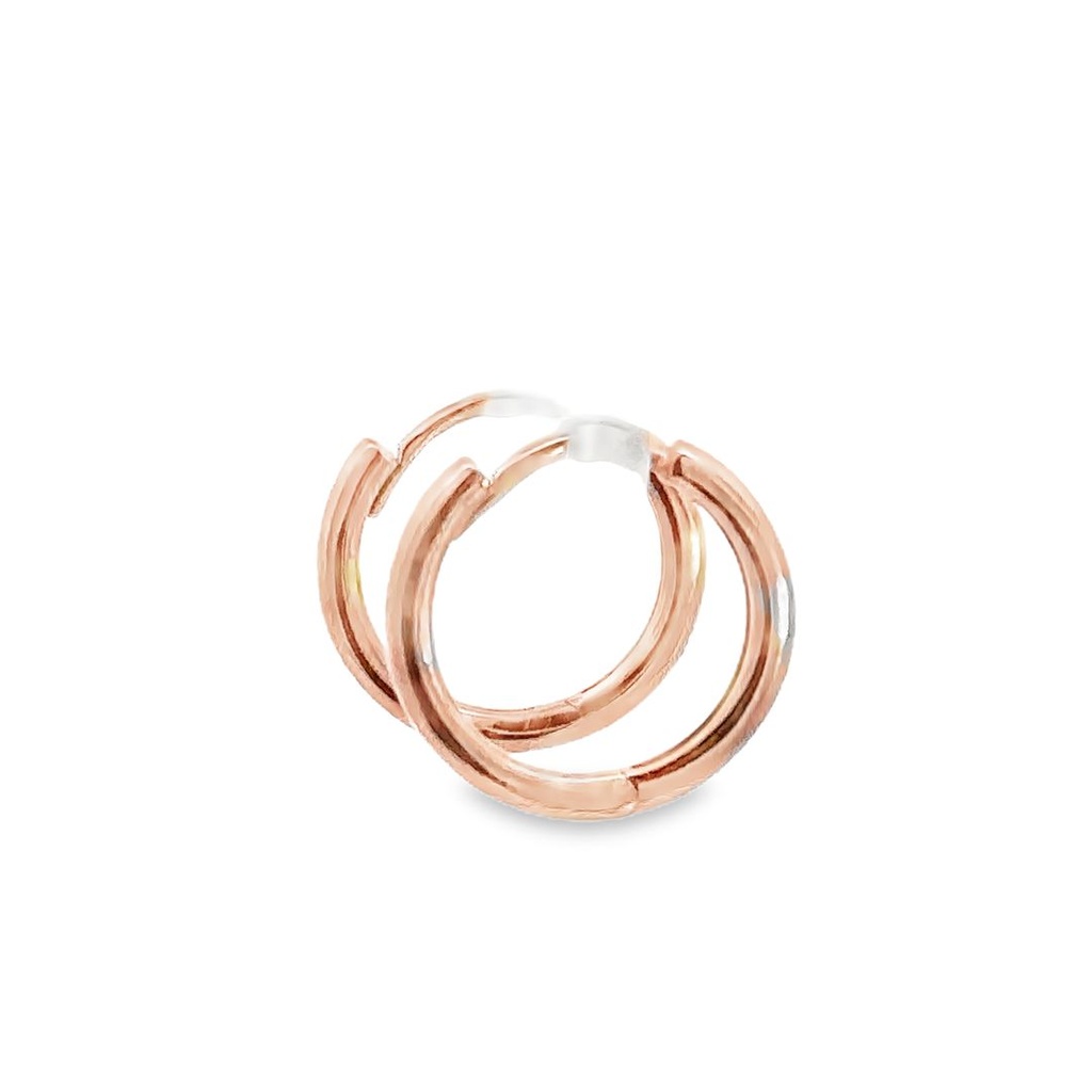 Huggie Hoop Earrings | 12x1.8mm 9K Rose Gold