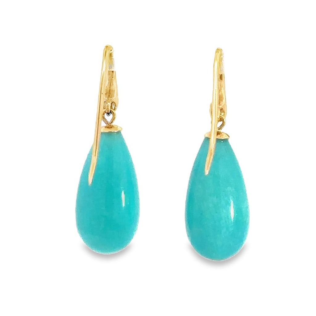 Amazonite Earrings | 9K Yellow Gold Hooks