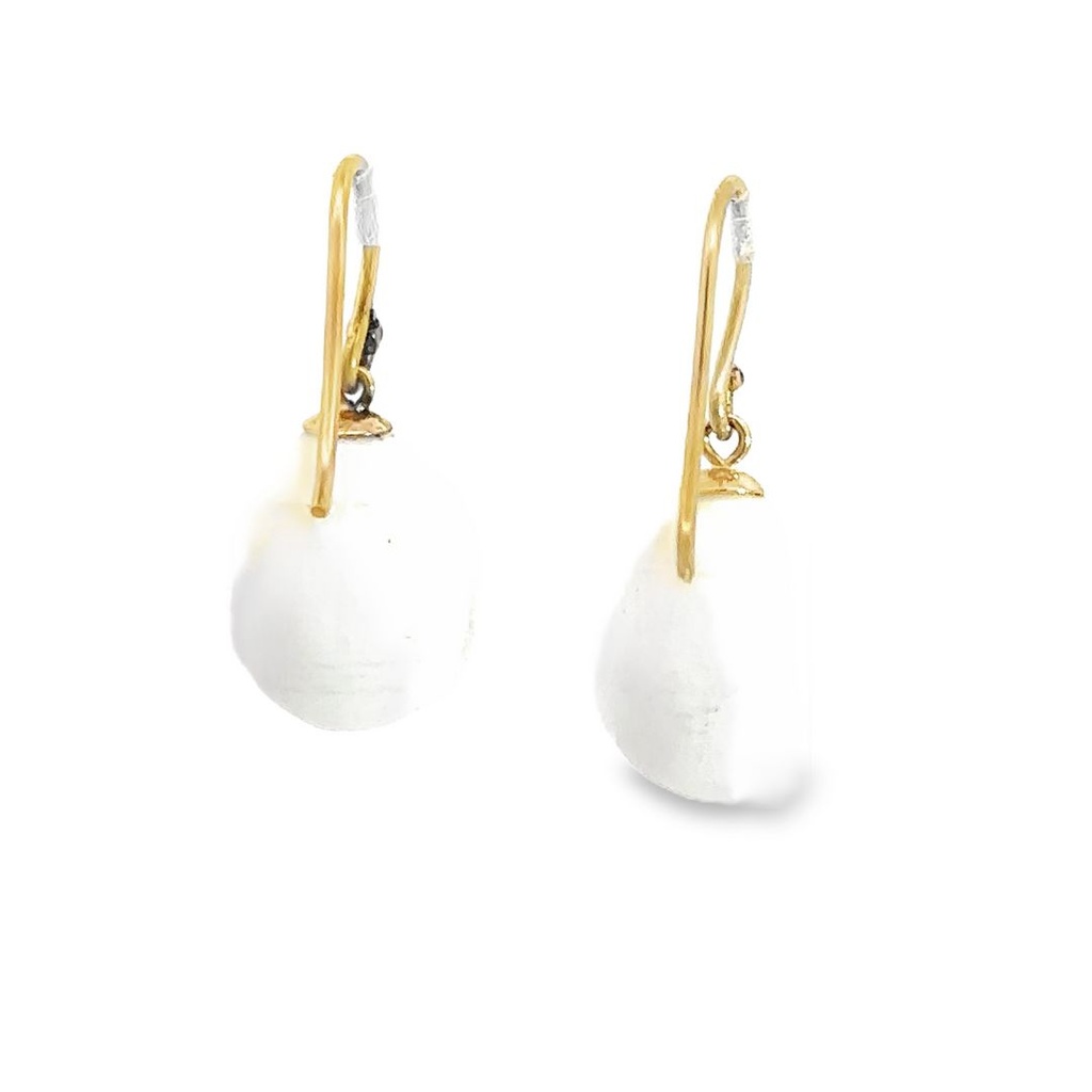 Earrings | White Agate Drops On 9K Gold Hooks