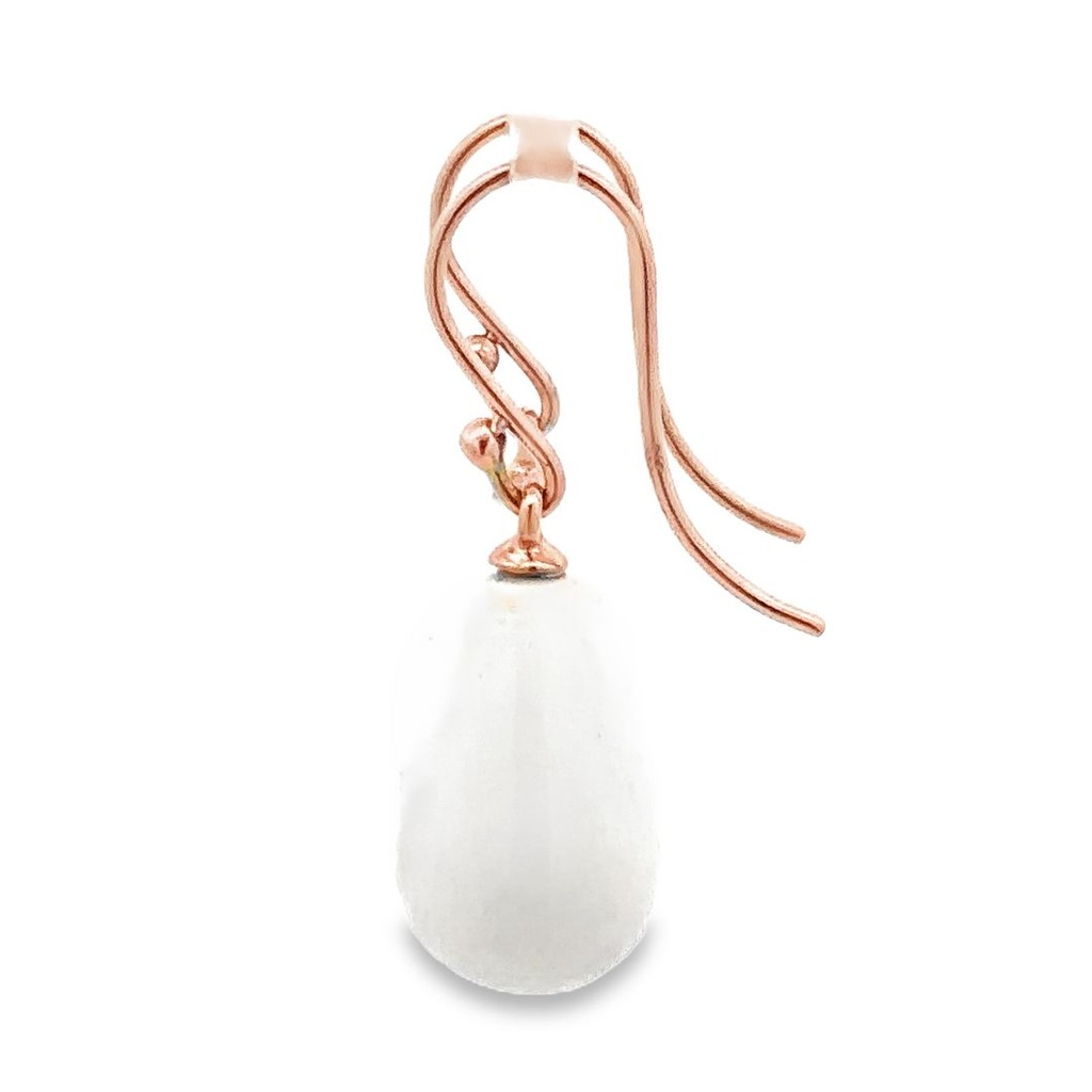 Earrings | White Agate Drops On 9K Rose Gold Hooks