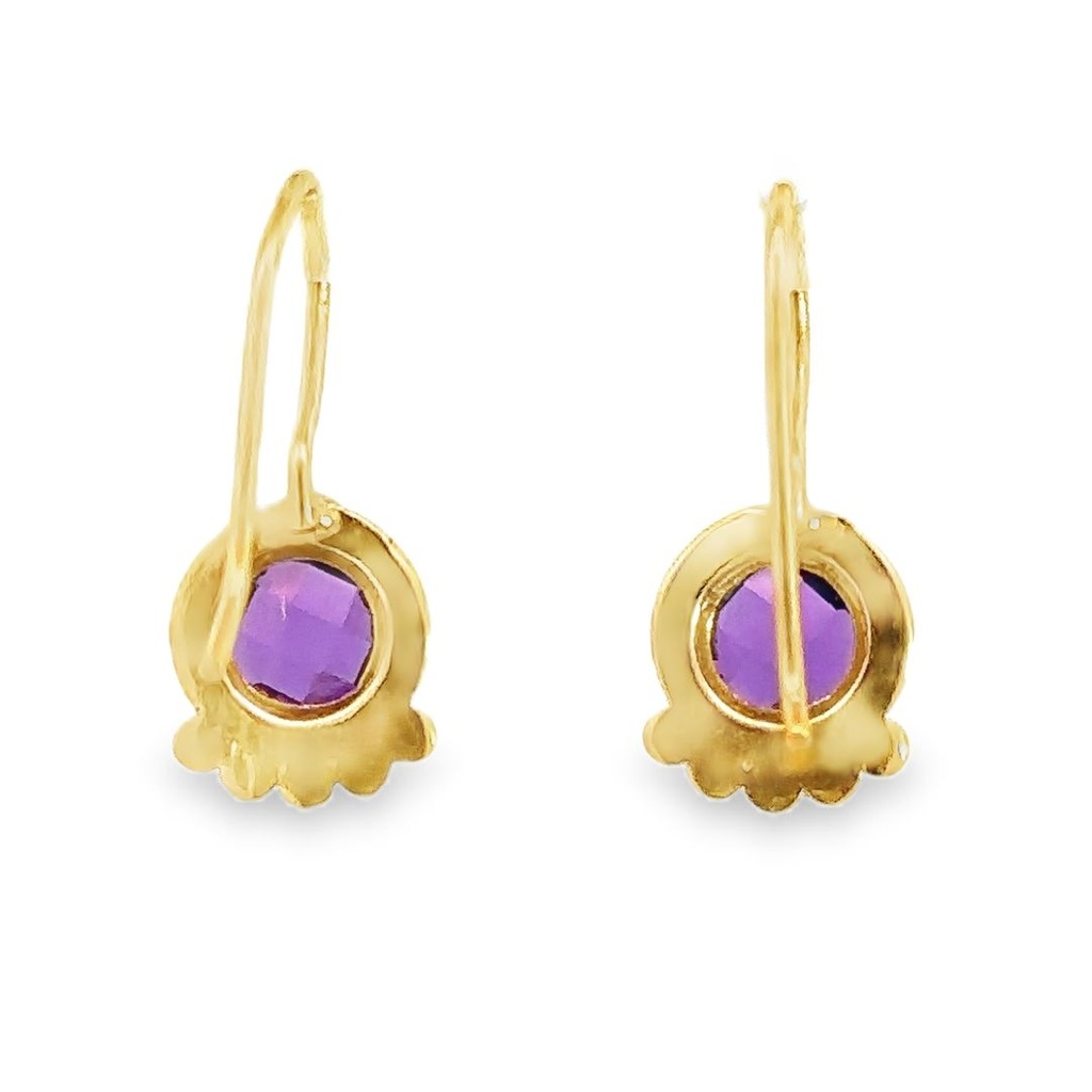 Earrings | Gold Plated Brass With Amethyst