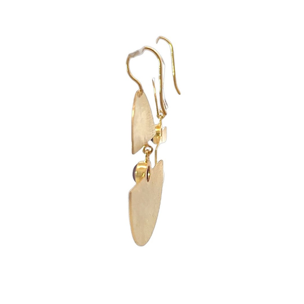 Earrings | Gold Plated Brass Tiered Moons