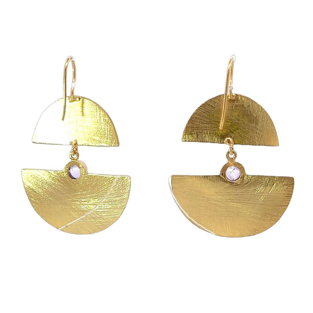 Earrings | Gold Plated Brass Tiered Moons