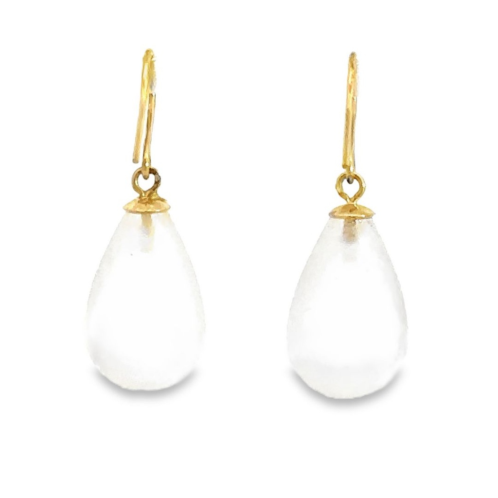 Earrings | Frosted Rock Crystal Drops 9K