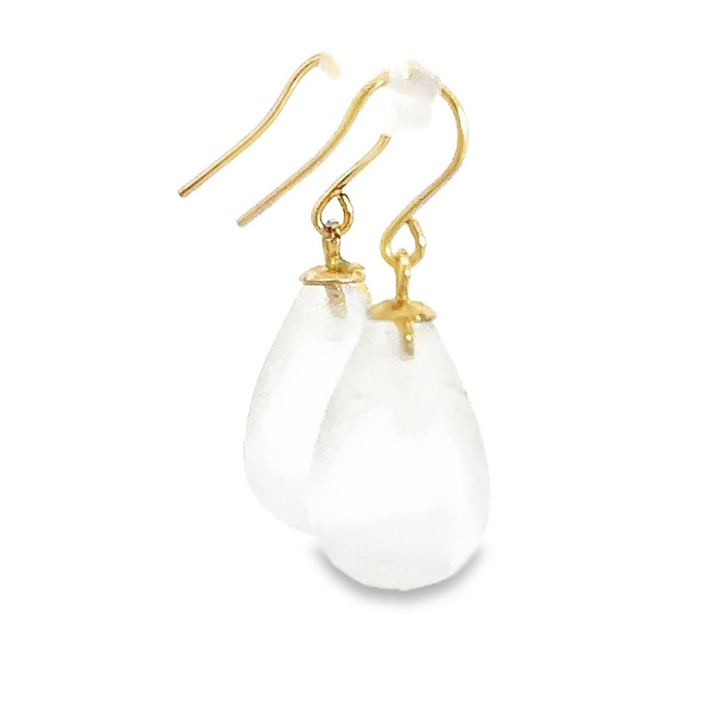 Earrings | Frosted Rock Crystal Drops 9K
