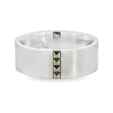 Mens Satin Ring In Stainless Steel With Pyrite Detail