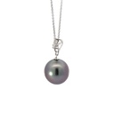 18ct White Gold Tahitian Pearl & Diamond Pendant